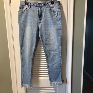 KanCan Light Blue Ankle Jeans with Frayed Hem